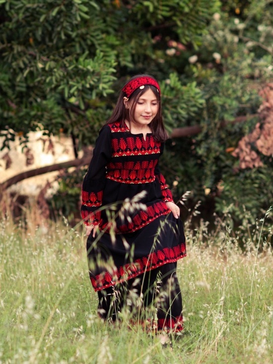 Palestine Other - Black and Red Embroidered Palestinian Maxi Dress